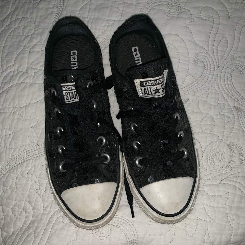 Black sequin converse